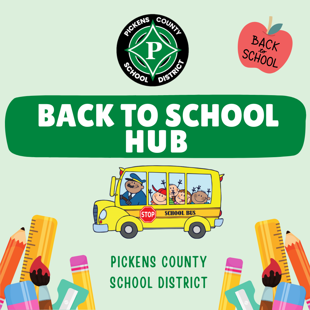 Back to School Hub social media graphic for Pickens County School District