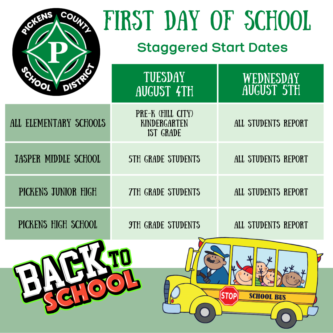 First day of school staggered start dates social media graphic