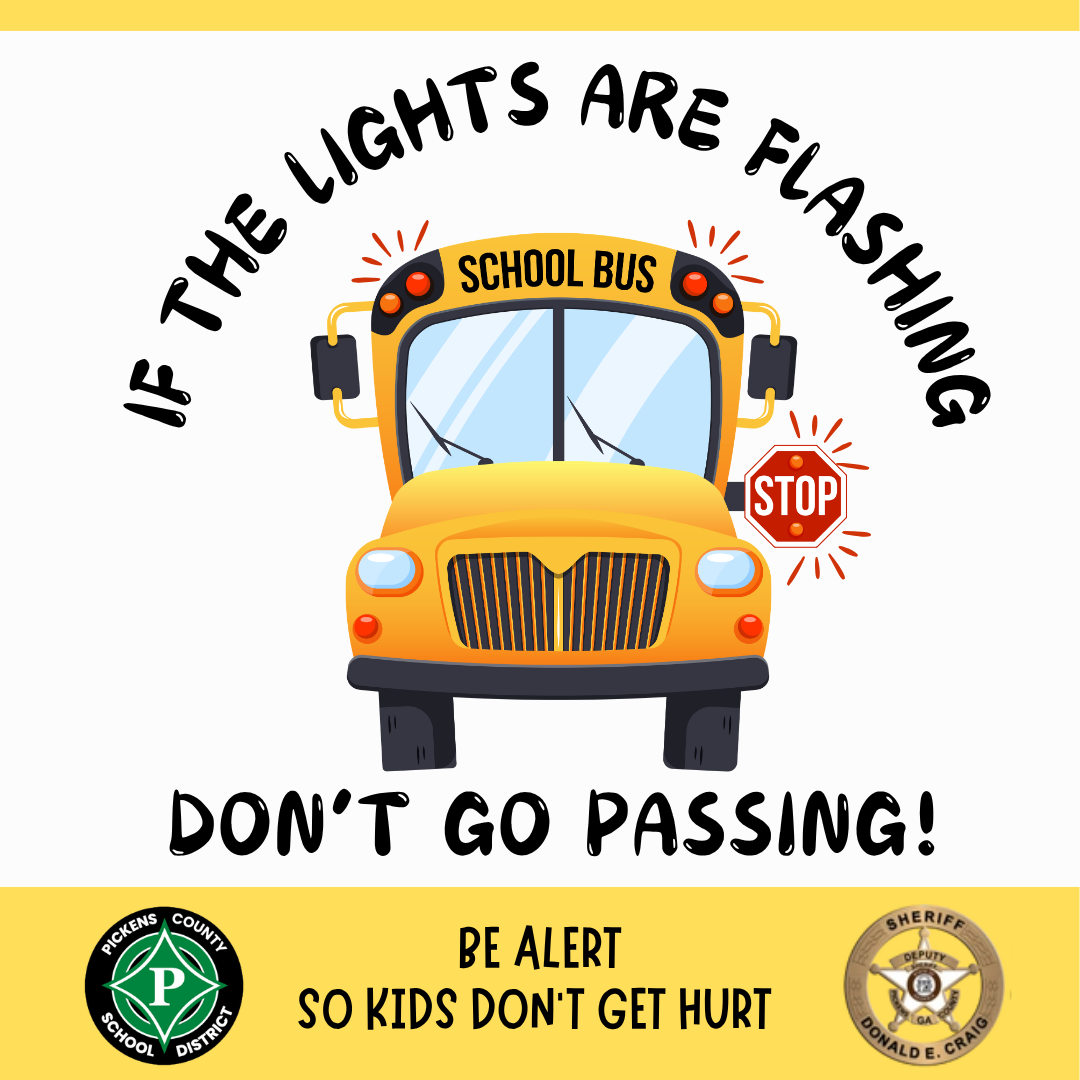 If the lights are flashing don't go passing bus safety social media graphic