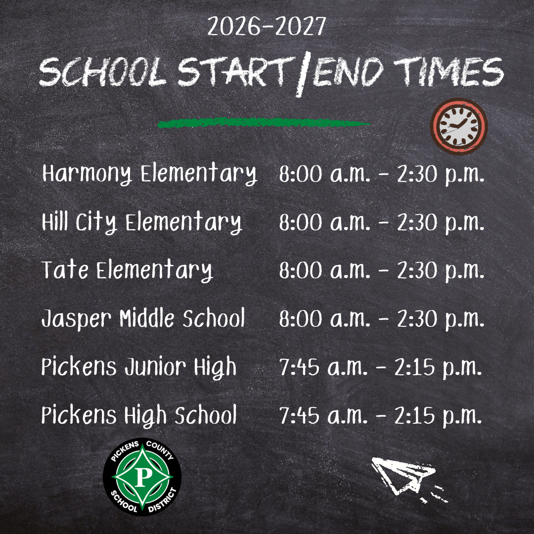 School start and end times social media graphic